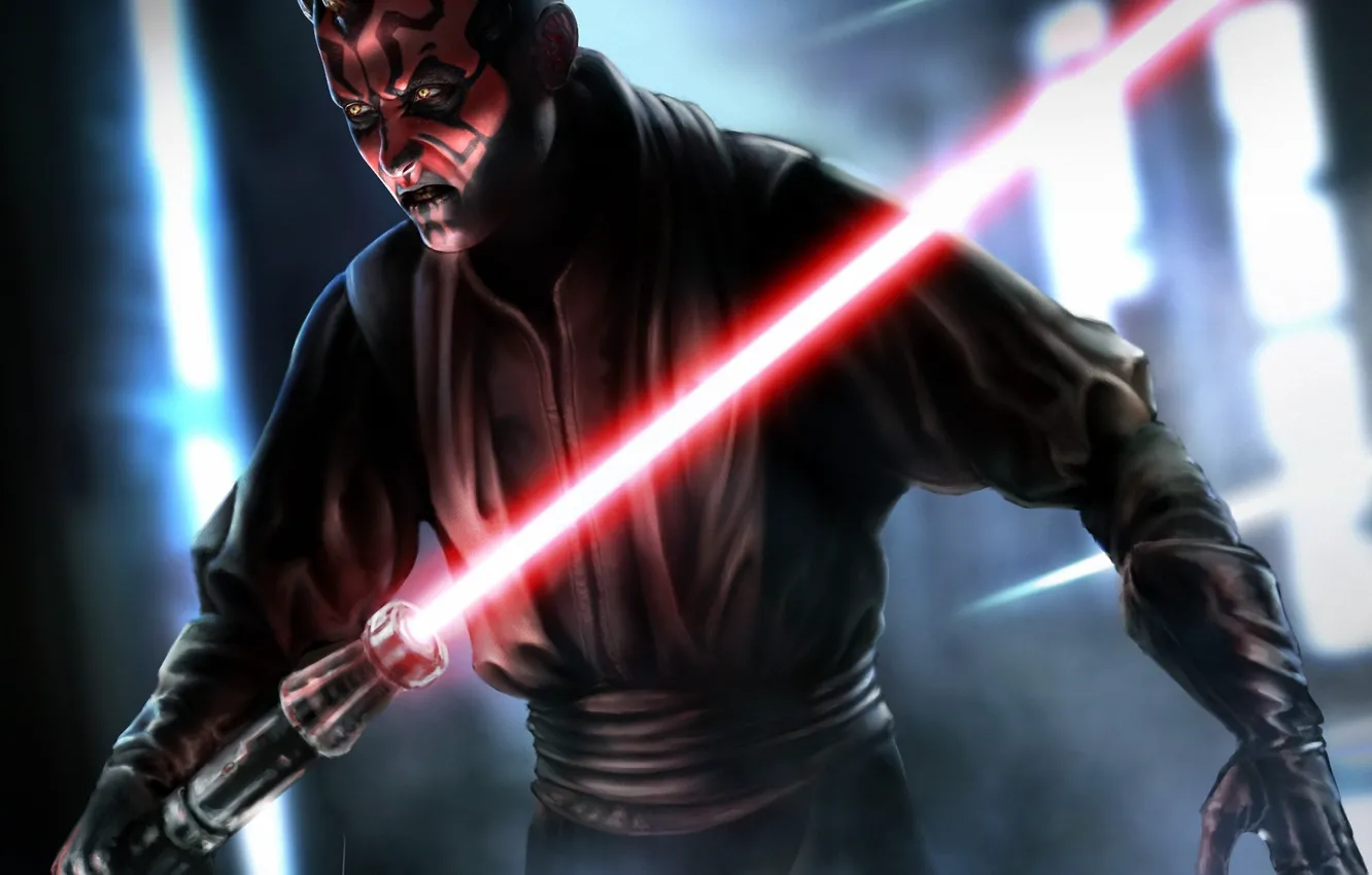Photo wallpaper sword, Star Wars, art, Darth Maul, sith lord, jedi, sith, light