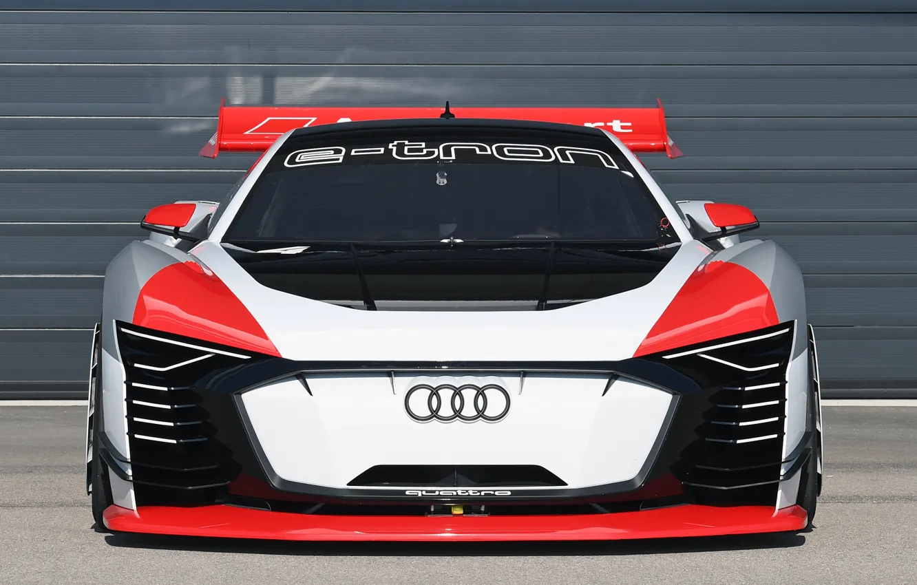 Photo wallpaper front view, 2018, Vision, racing car, Gran Turismo, Audi, e-tron