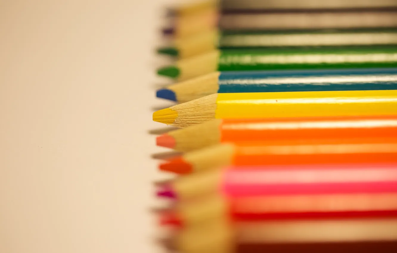 Photo wallpaper yellow, red, colored, pencils, stylus