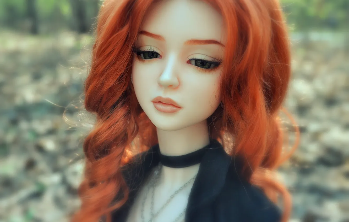 Photo wallpaper sadness, hair, doll, red