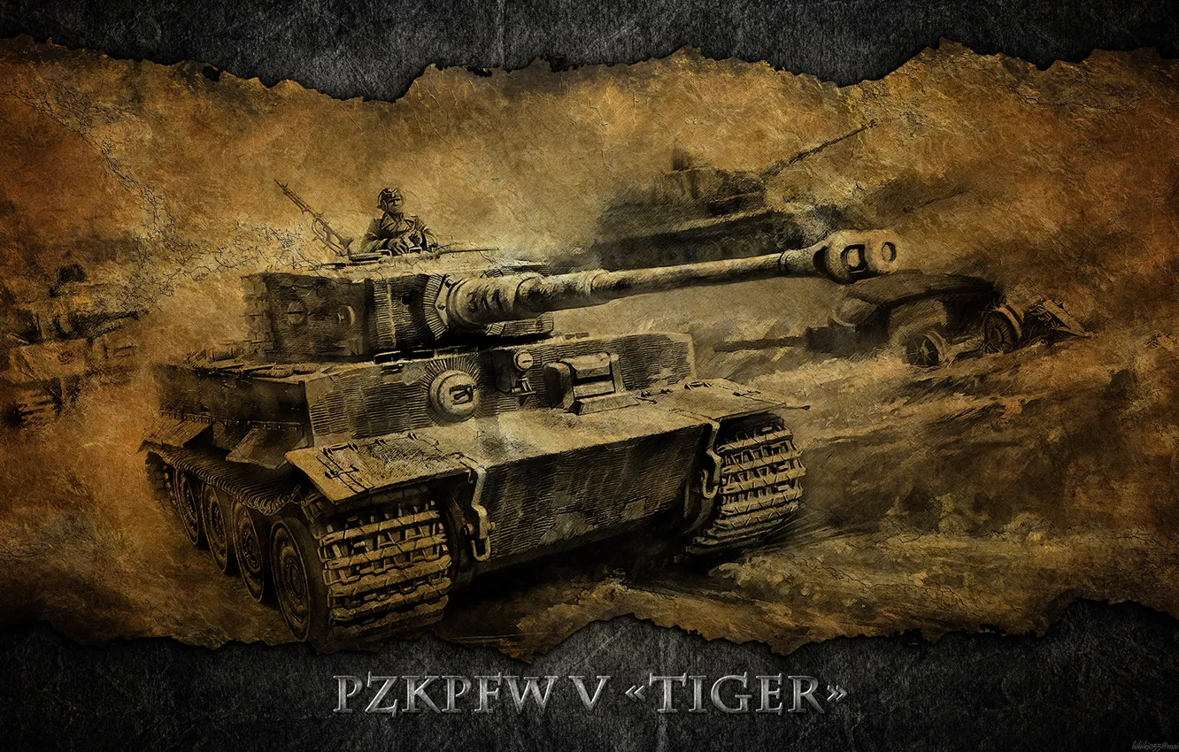 Photo wallpaper tiger, Germany, art, tank, Tiger, tanks, WoT, World of Tanks