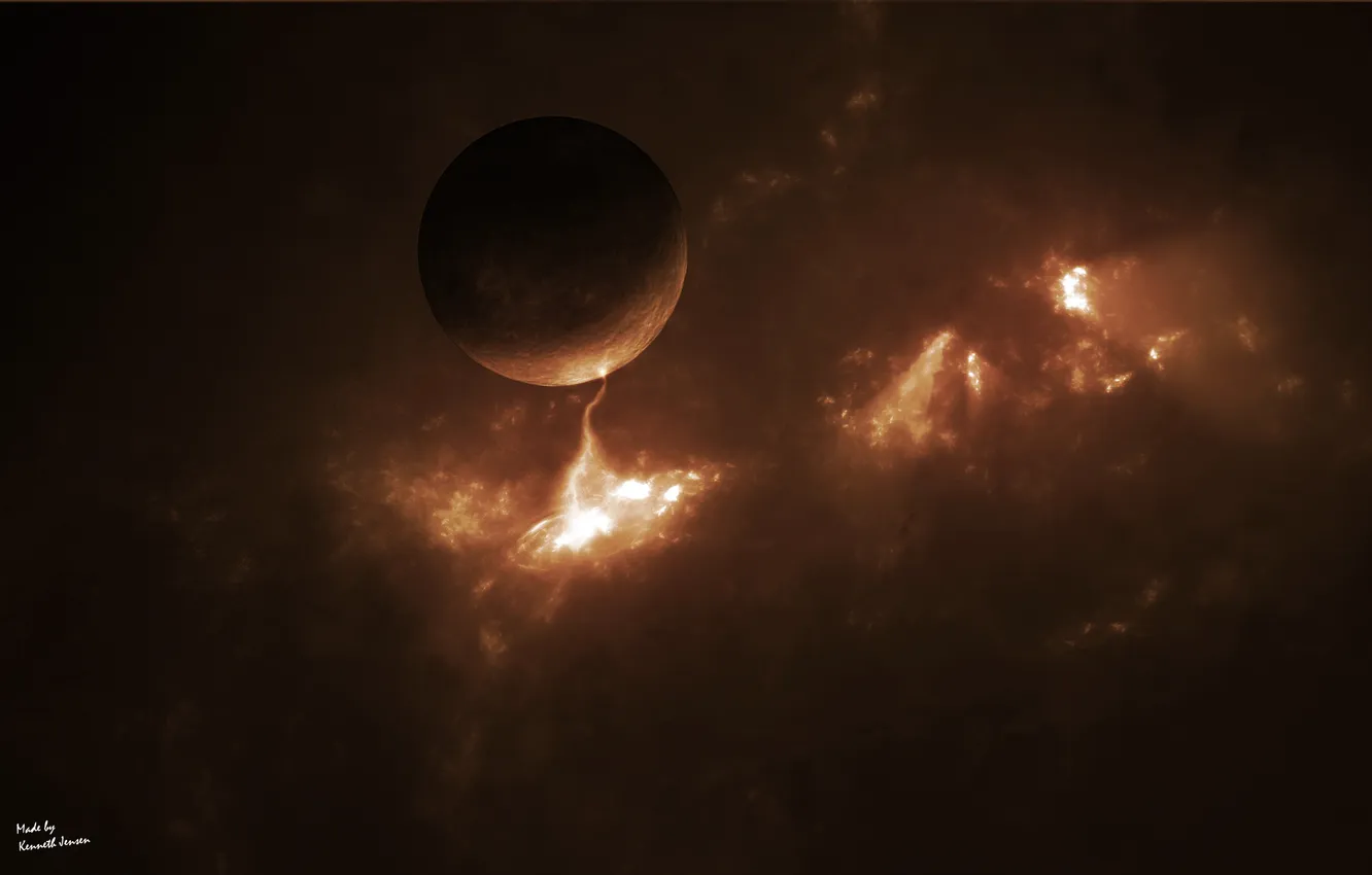 Photo wallpaper space, light, nebula, planet