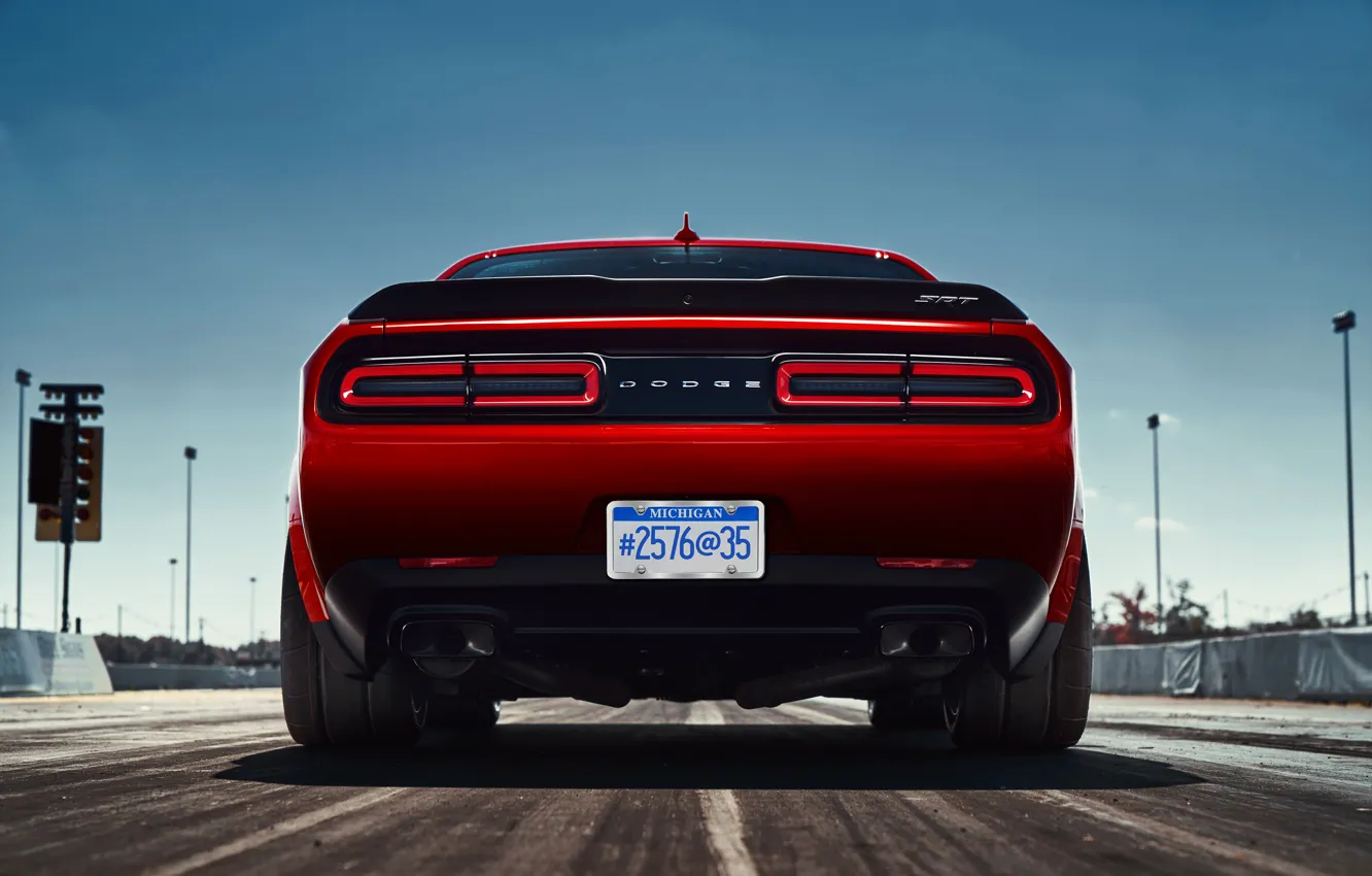 Photo wallpaper Dodge, Challenger, rear view, Dodge Challenger SRT Demon