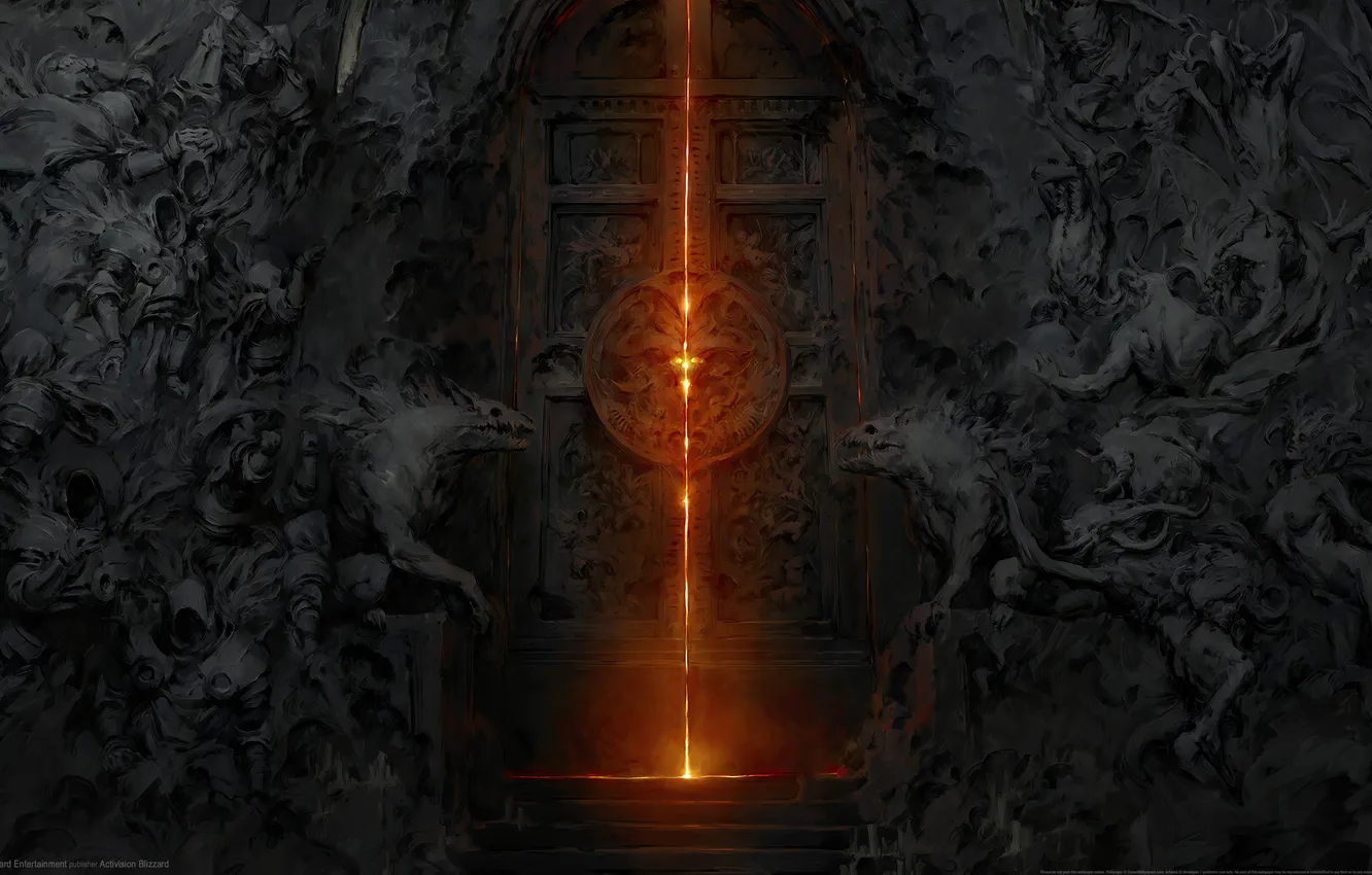 Photo wallpaper Hell, Blizzard, demons, gate, Guardians, Diablo IV, gate to hell