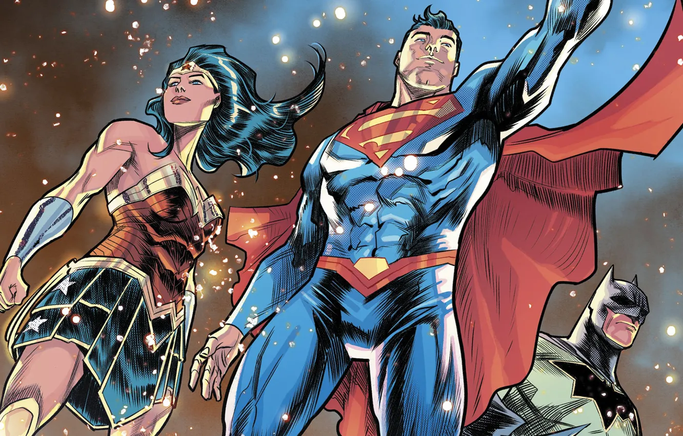 Photo wallpaper batman, superman, comics, heroes, justice league, wonder Woman