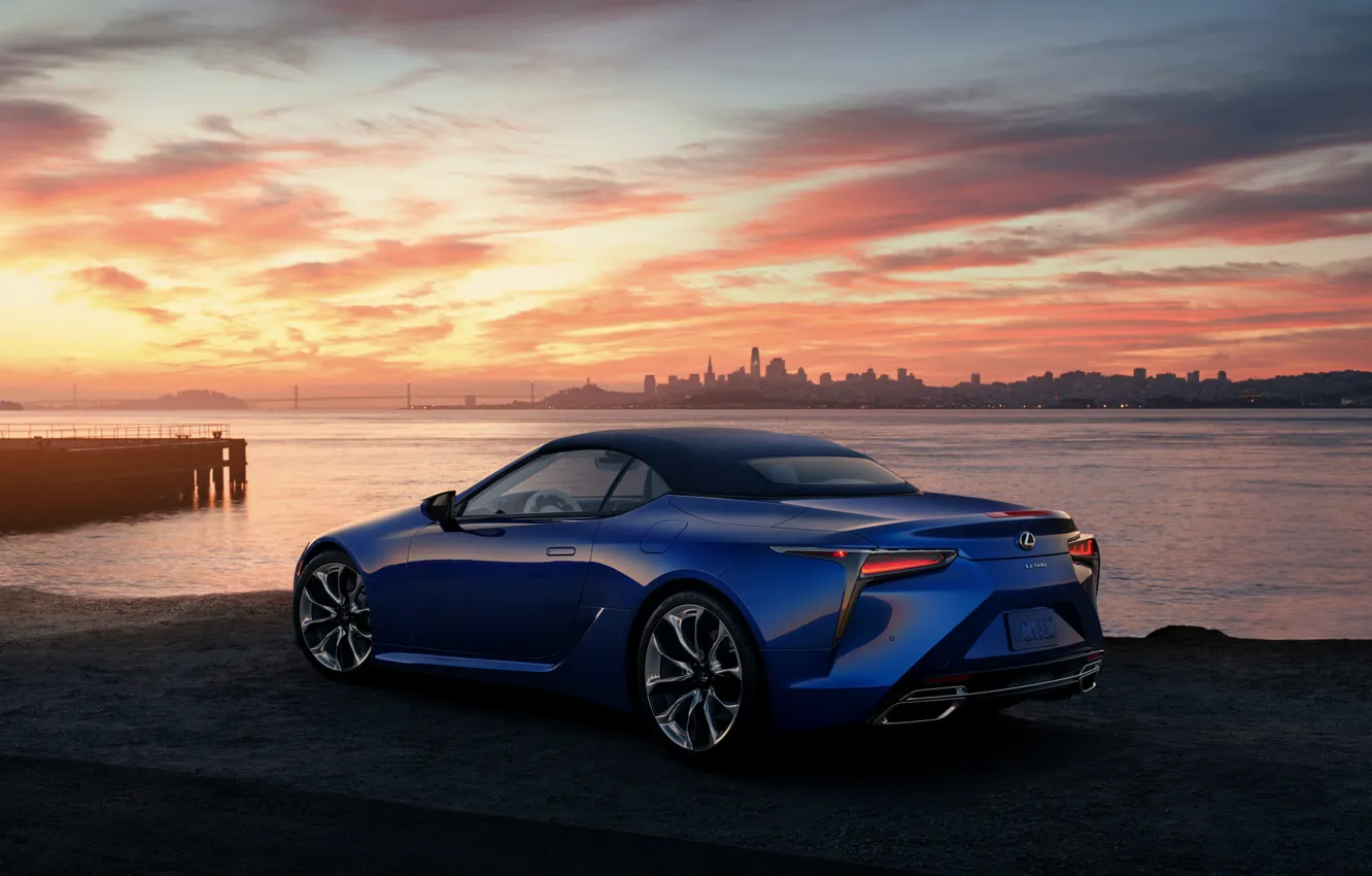 Photo wallpaper sunset, the evening, Lexus, convertible, the soft top, 2021, LC 500 Convertible