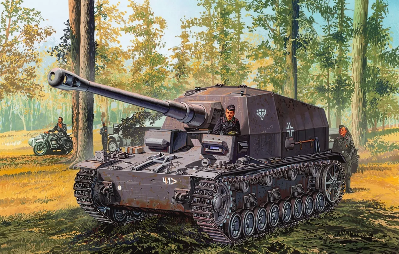 Photo wallpaper figure, the Wehrmacht, tank fighter, SPG, Pz.Jg.Dept.Sfl. 521, Dicker Max, 10.5 cm K gp.Sfl., 521 …