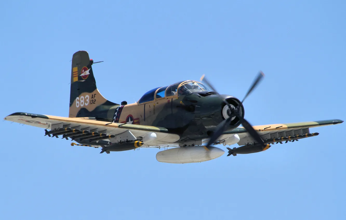 Photo wallpaper flight, attack, "Skyraider", A-1 Skyraider
