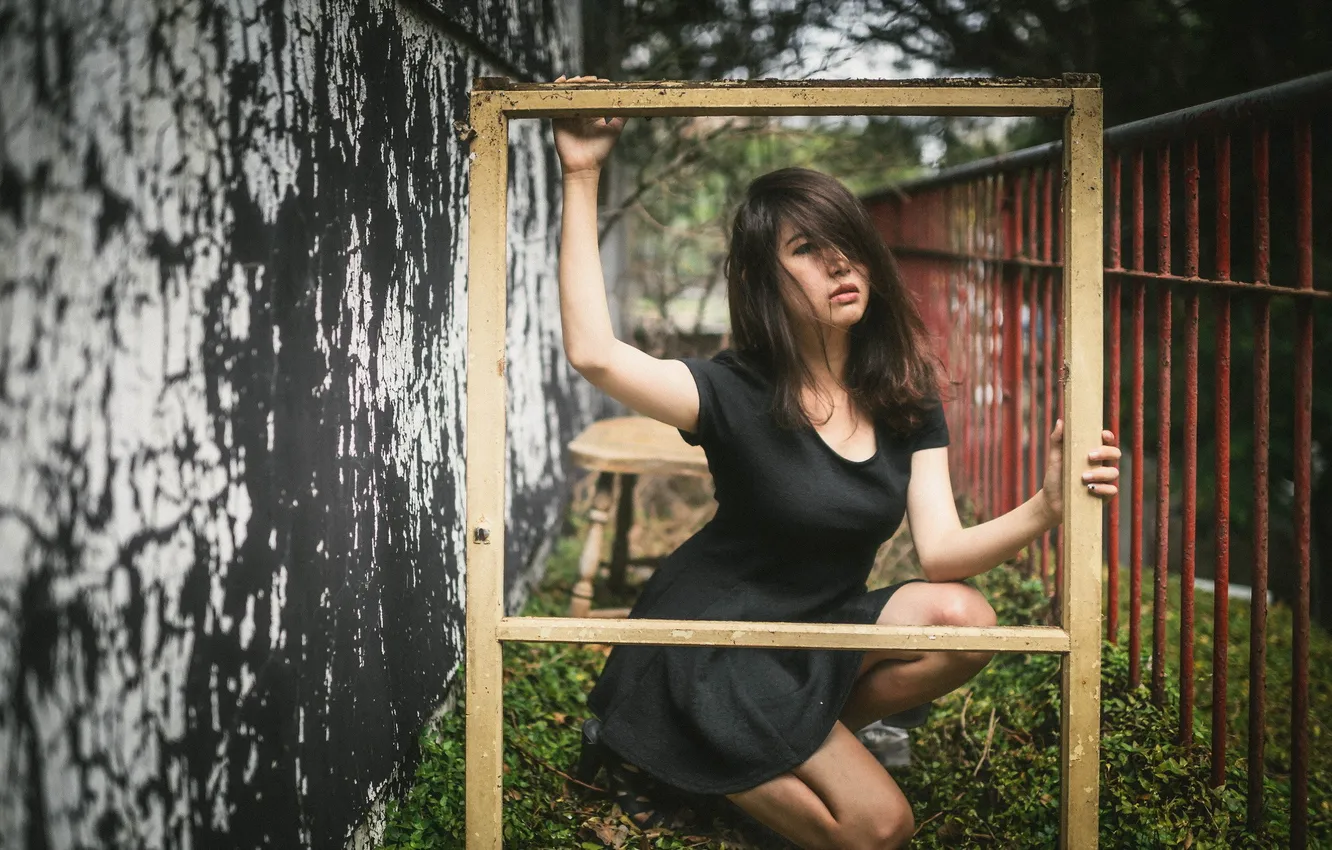 Photo wallpaper girl, pose, frame