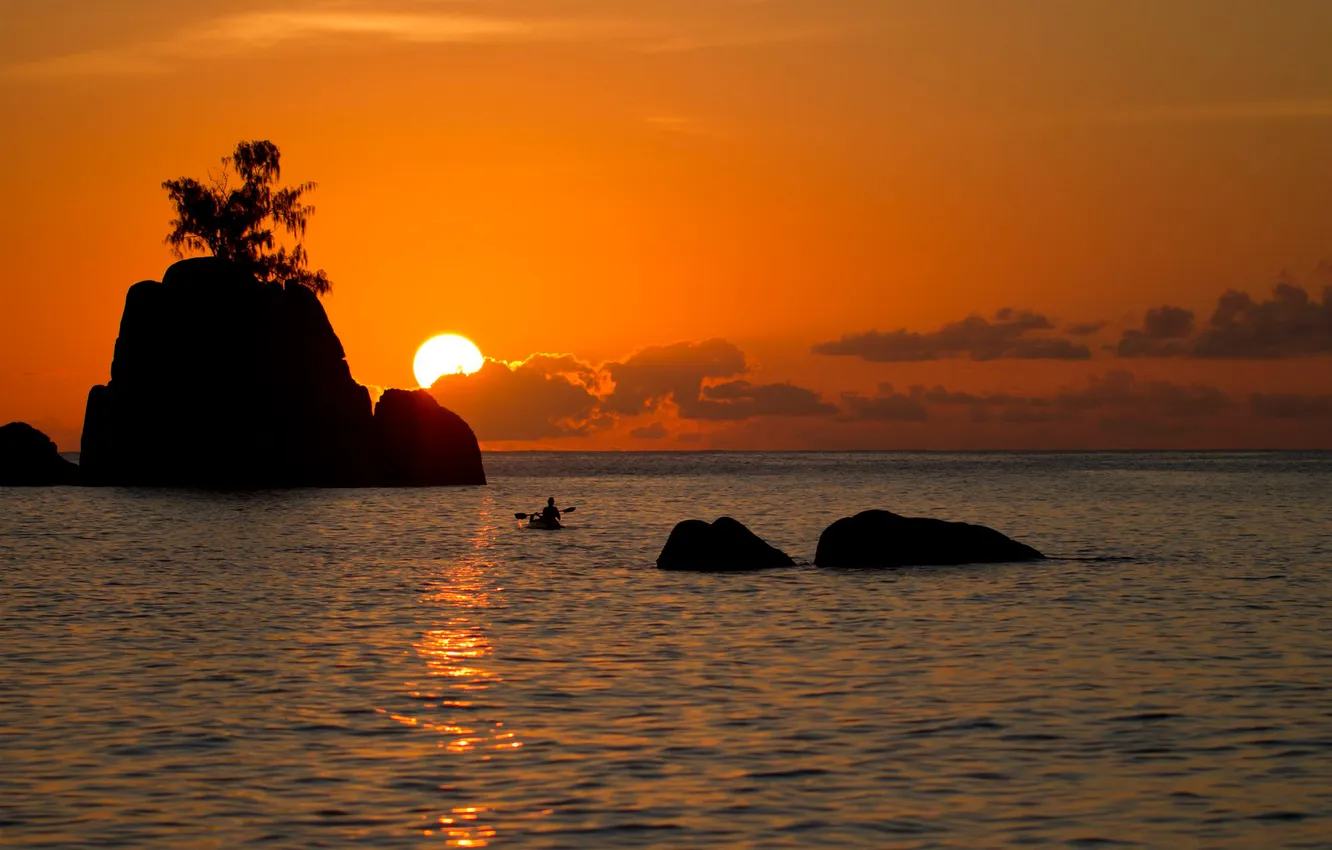 Photo wallpaper sea, the sky, water, the ocean, boat, drives