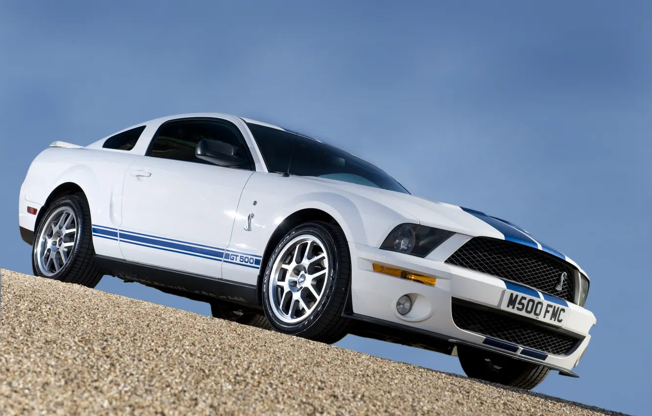 Photo wallpaper road, Mustang, GT500, wheel, the door, Cobra