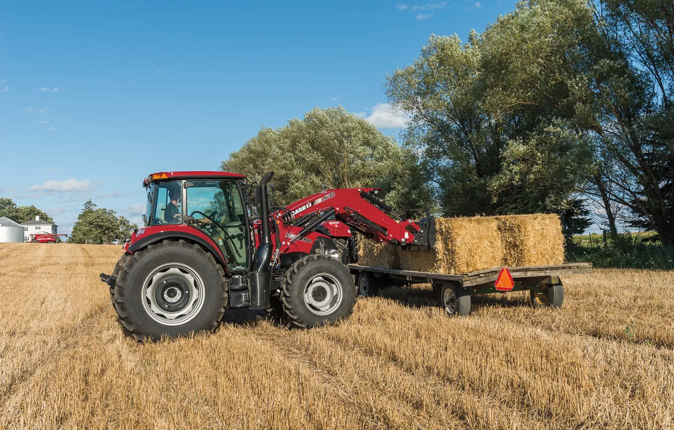 Photo wallpaper field, technique, hay, tractor, Case IH Farmall 110C