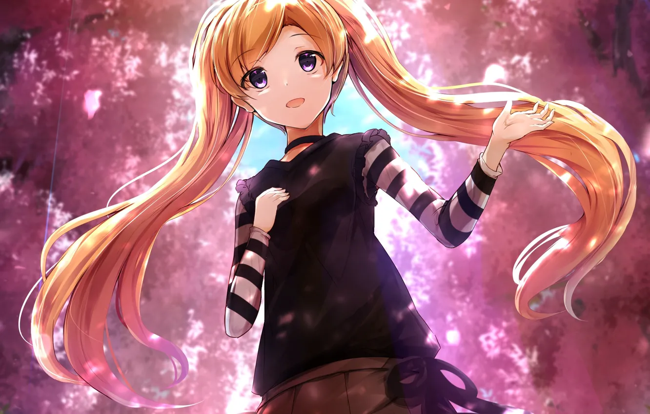 Photo wallpaper spring, girl, ponytail