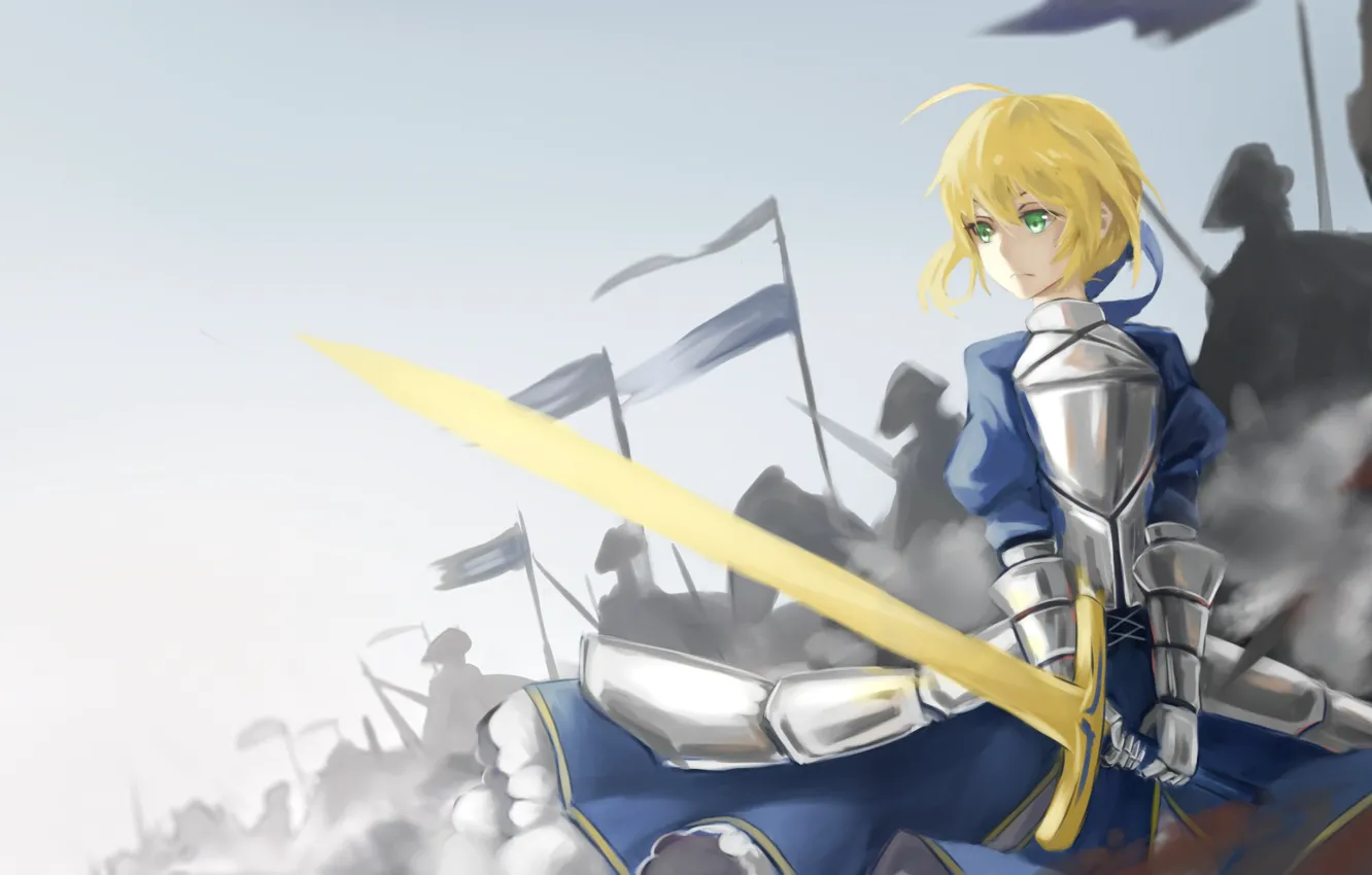 Photo wallpaper the sky, girl, sword, the saber, Artoria Pendragon, Fate stay night, Excalibur, Fate / Stay …