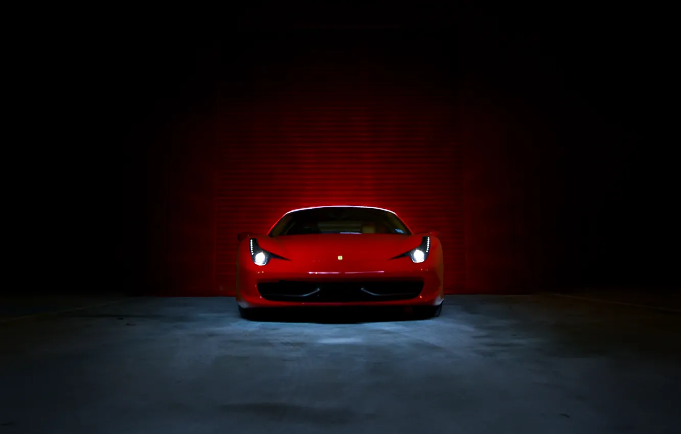 Photo wallpaper light, lights, Boxing, red, ferrari, Ferrari, Italy, the front