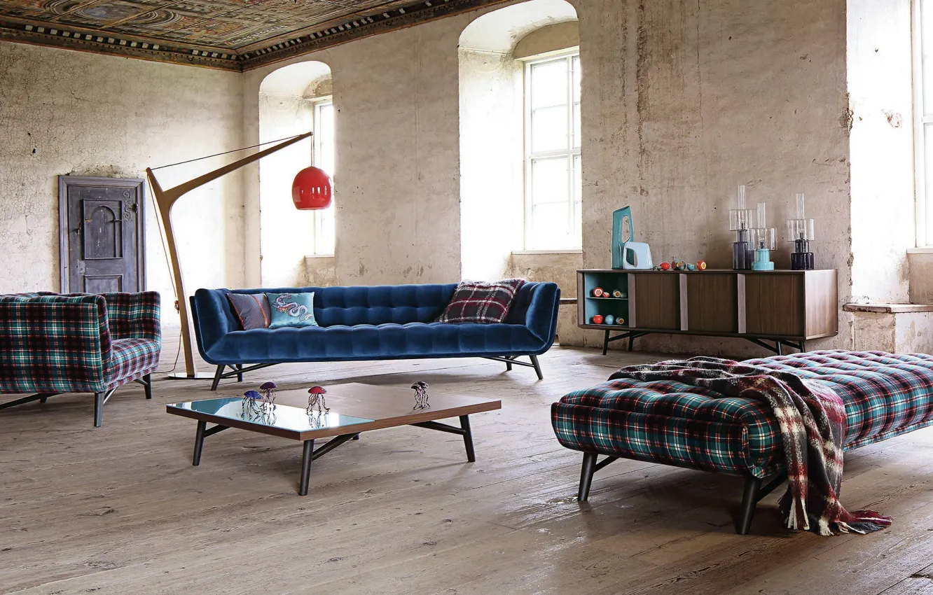 Photo wallpaper design, style, room, interior, living room, by Roche Bobois