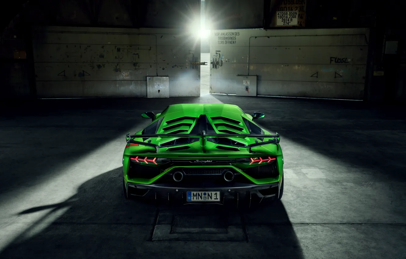 Photo wallpaper Lamborghini, supercar, rear view, Aventador, Novitec, SVJ, 2019, Aventador SVJ