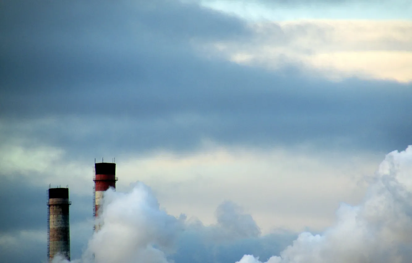 Photo wallpaper clouds, strip, pipe, evening.