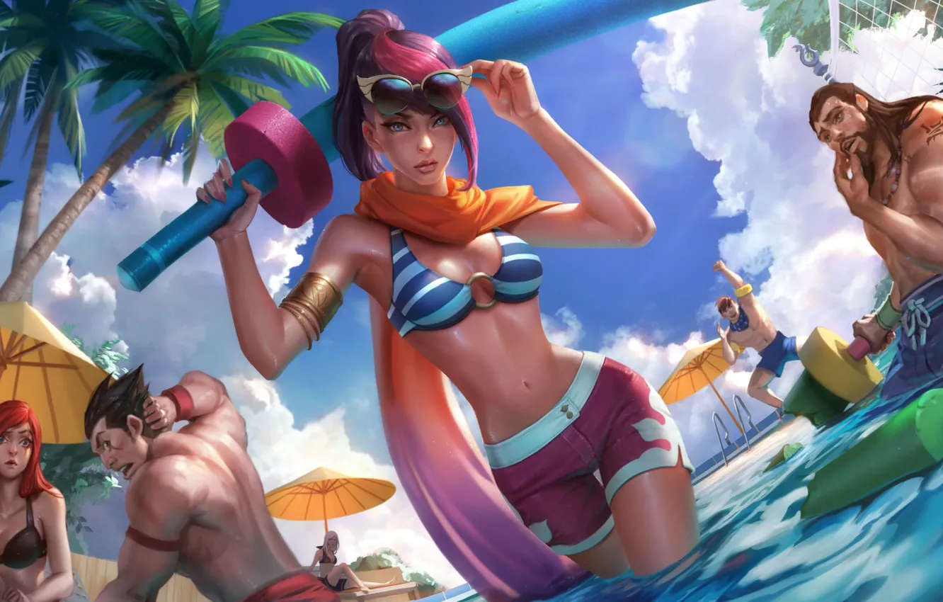 Photo wallpaper pool, League of Legends, Pool Party Fiora