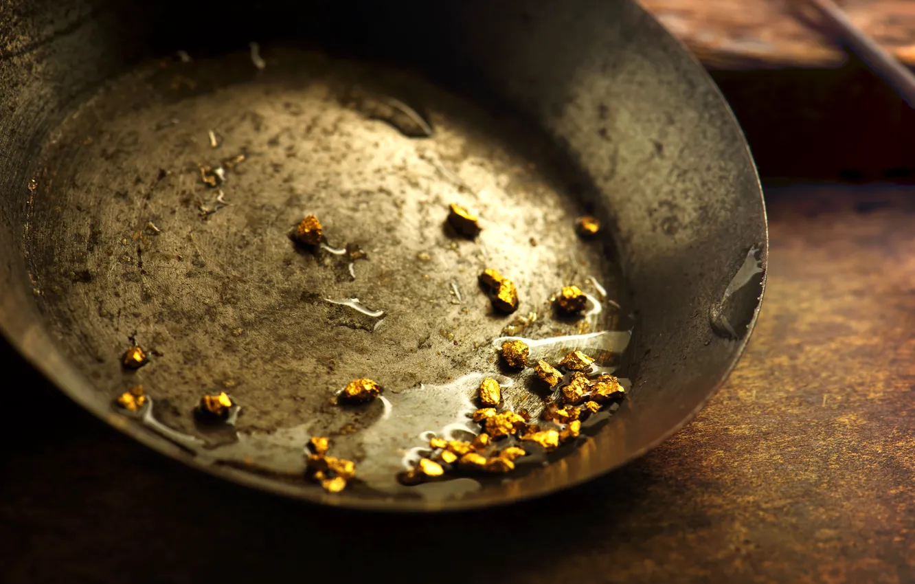 Photo wallpaper metal, gold, water, satin