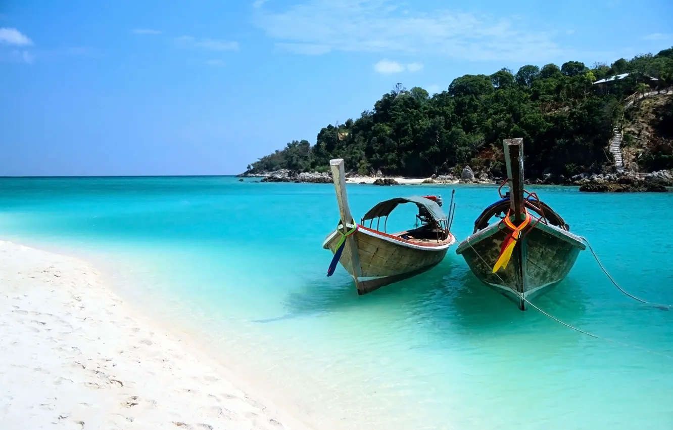 Photo wallpaper beach, the ocean, boat, Thailand