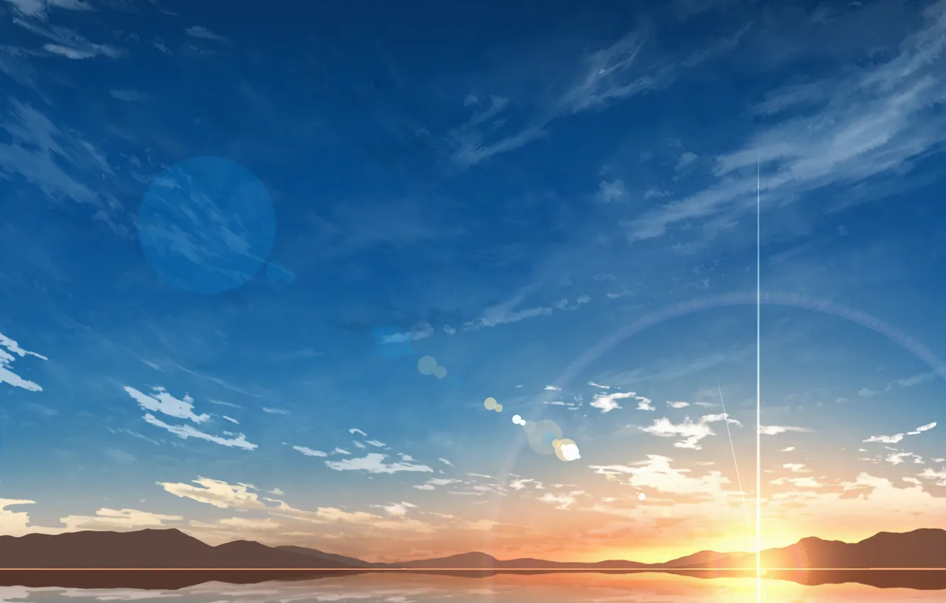 Photo wallpaper the sky, water, the sun, sunset, nature