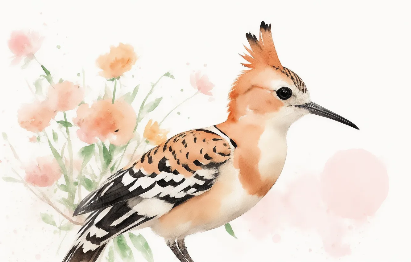 Photo wallpaper birds, bird, figure, watercolor, bird, bird, birds, drawing