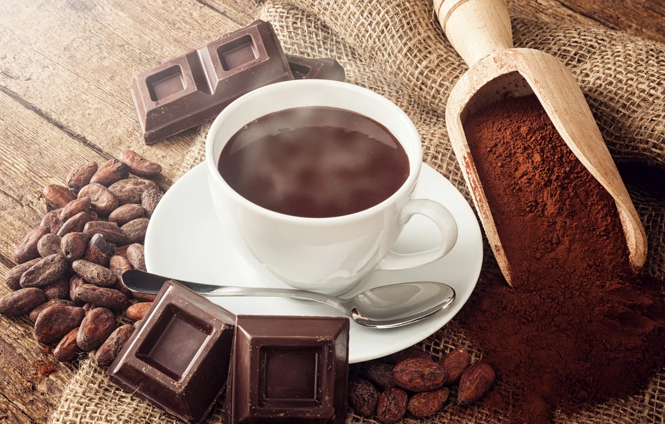 Photo wallpaper coffee, chocolate, grain, drink, chocolate, cocoa, drink, coffee