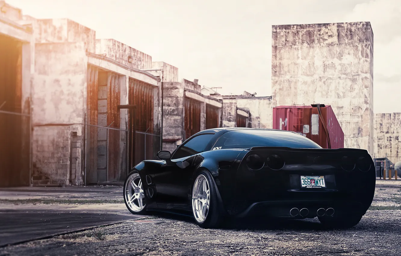 Photo wallpaper black, Corvette, drives, ass