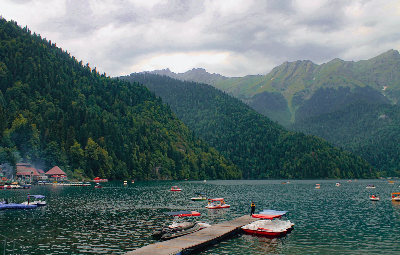 Photo wallpaper mountains, Abkhazia, Lake in the Mountains