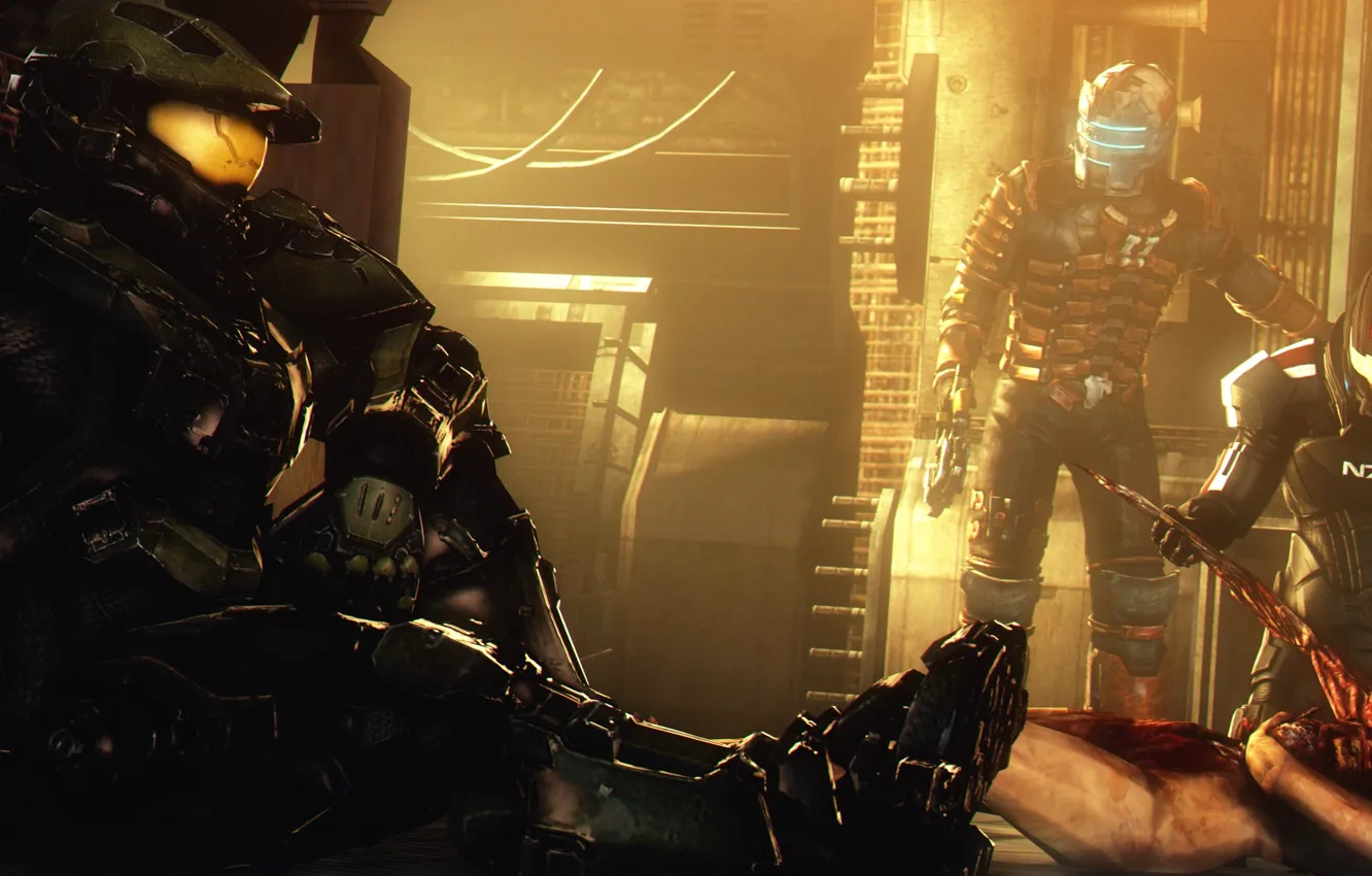 Photo wallpaper shepard, Isaac Clarke, pearls, Master Chief