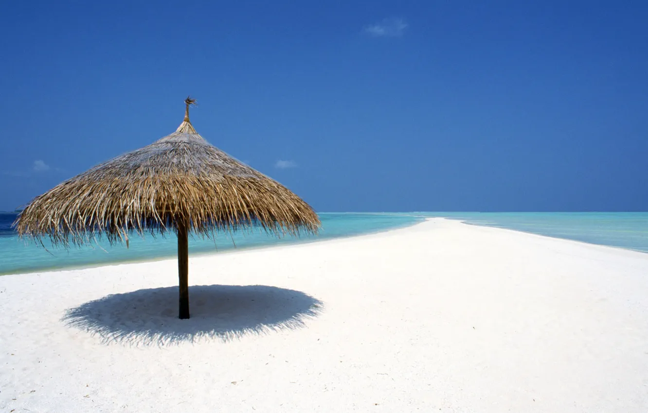 Photo wallpaper sand, the sky, water, tropics, canopy