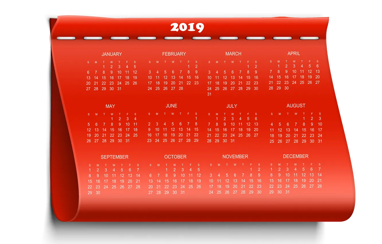 Photo wallpaper new year, calendar, 2019