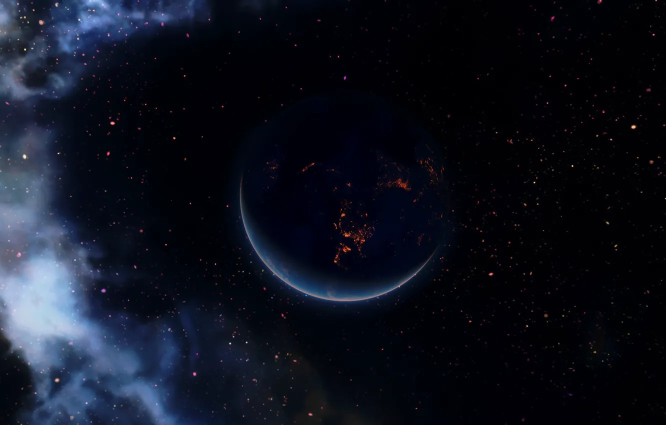 Photo wallpaper stars, rendering, background, planet