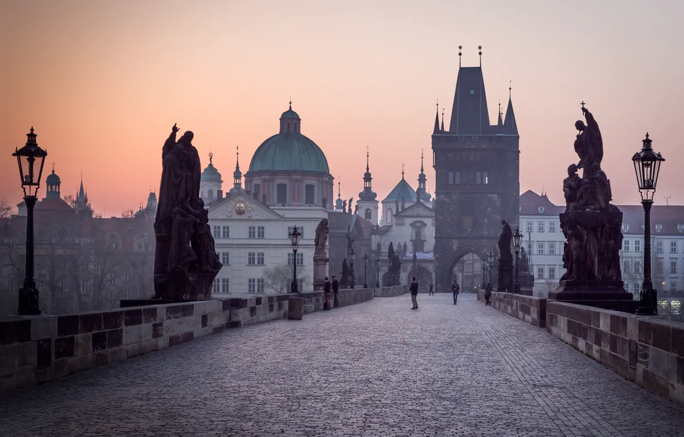 Photo wallpaper tower, Prague, Czech Republic, the dome, Charles bridge