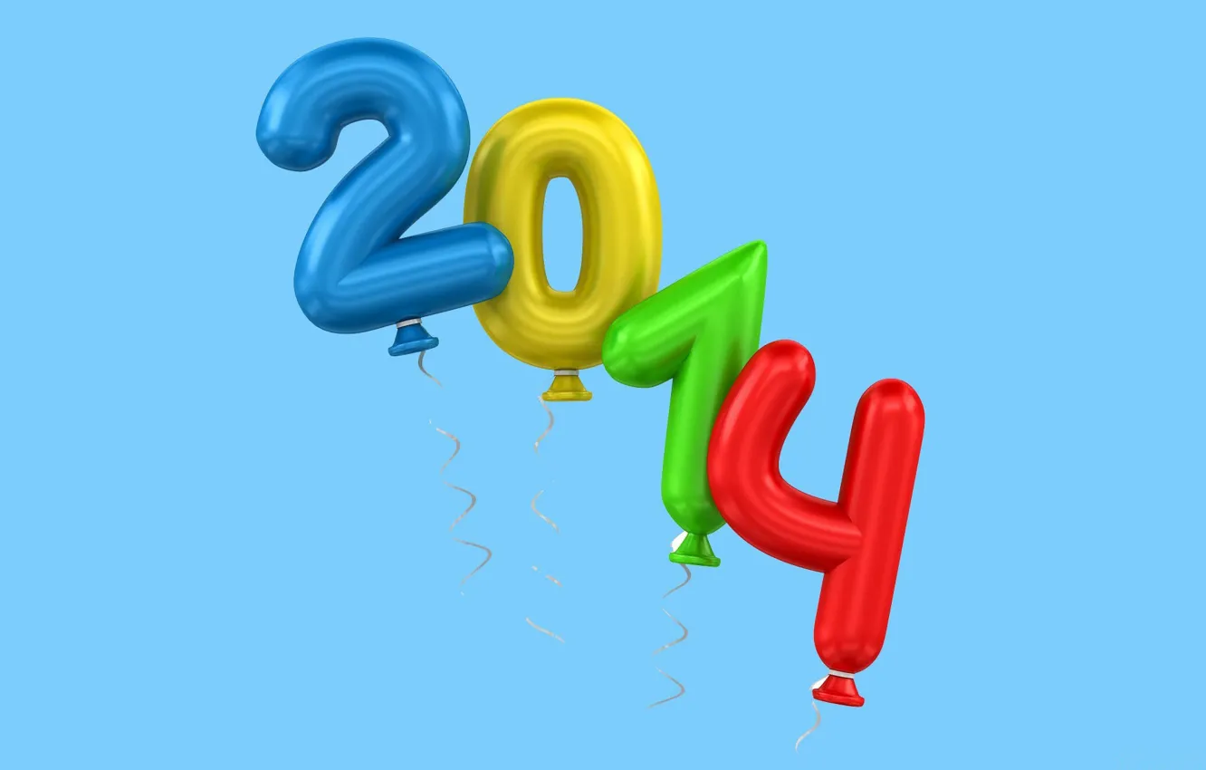 Photo wallpaper holiday, figures, new year, 2014, balloons, blue background