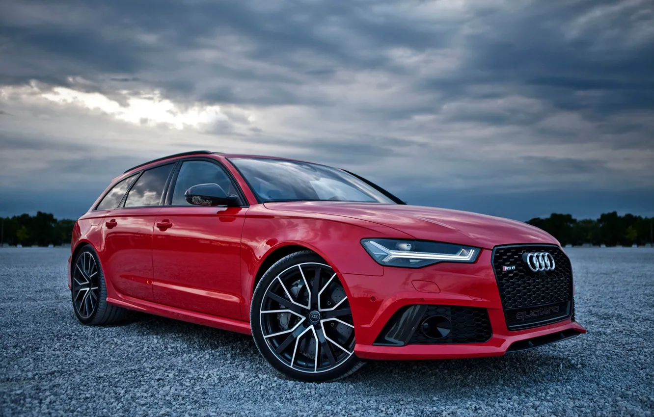 Photo wallpaper red, Audi, rs6, Audi RS 6 Avant