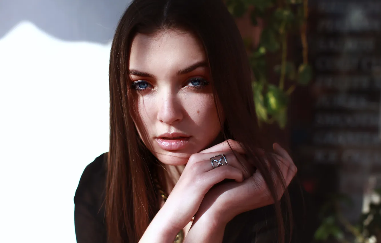 Photo wallpaper portrait, blue-eyed, baby blues