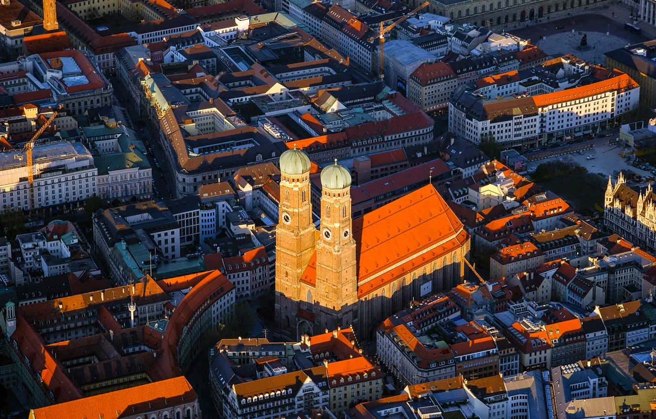 Photo wallpaper tower, home, Germany, Munich, Bayern, panorama, Frauenkirche