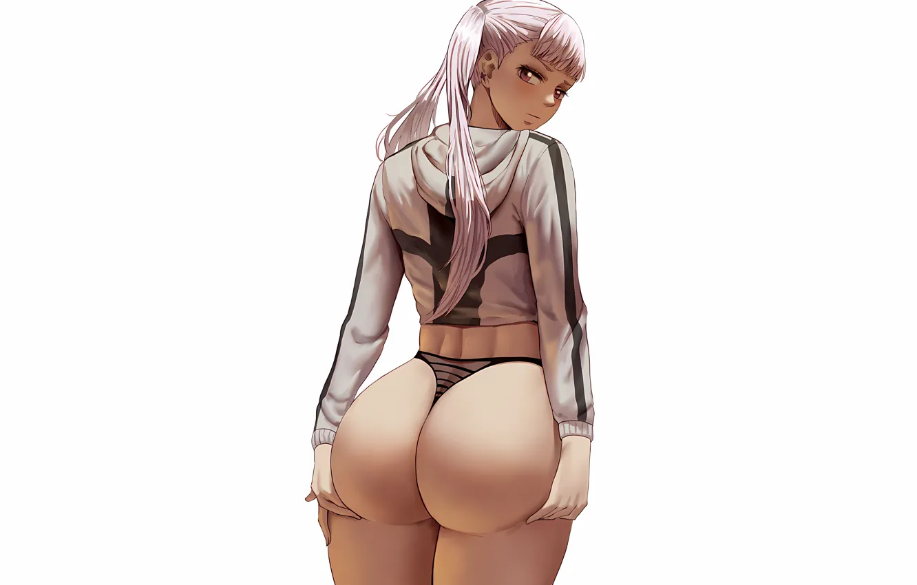 Photo wallpaper girl, sexy, lingerie, ass, panties, pink hair, long hair, anime