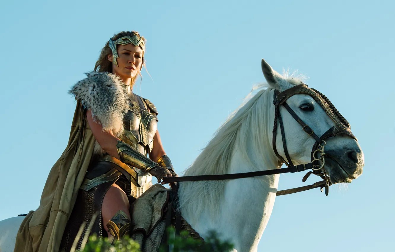 Photo wallpaper cinema, sword, Wonder Woman, armor, movie, horse, queen, film
