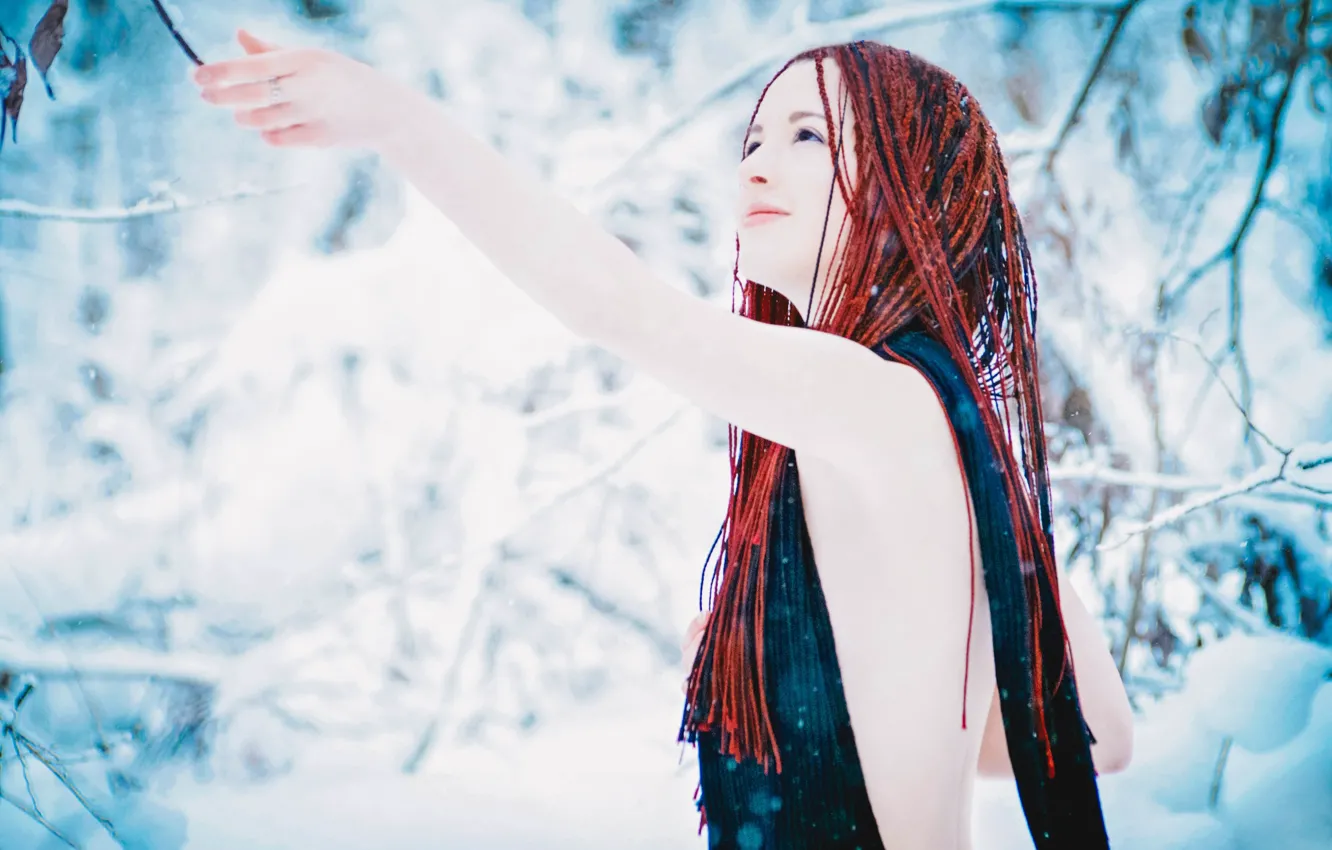 Photo wallpaper winter, girl, beauty, angel, braids, kristina istina