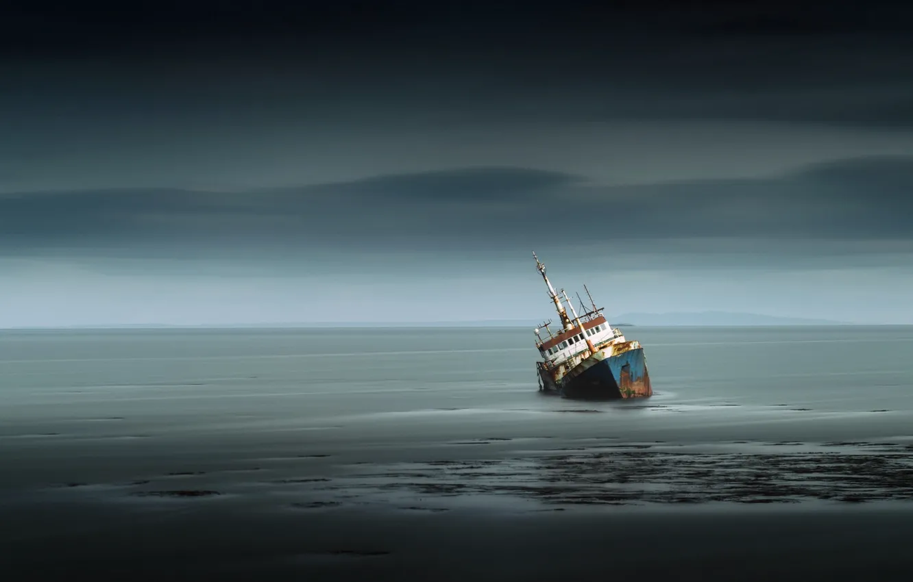 Photo wallpaper sea, the sky, ship