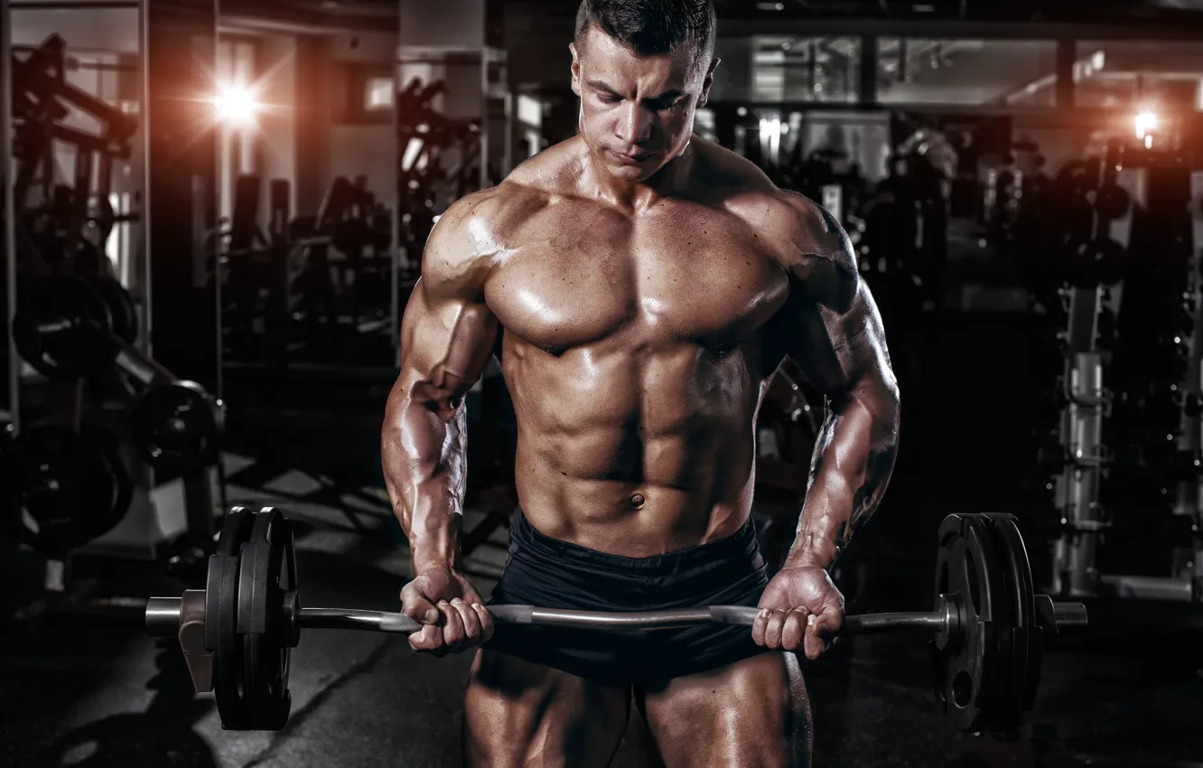 Photo wallpaper pose, figure, Muscle, muscle, rod, press, bodybuilder, abs