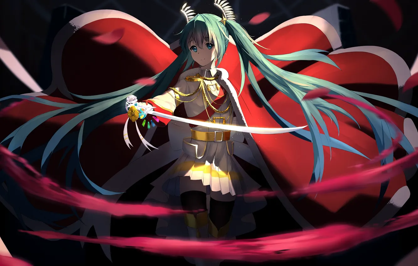Photo wallpaper girl, sword, vocaloid, hatsune miku, Vocaloid, Hatsune Miku