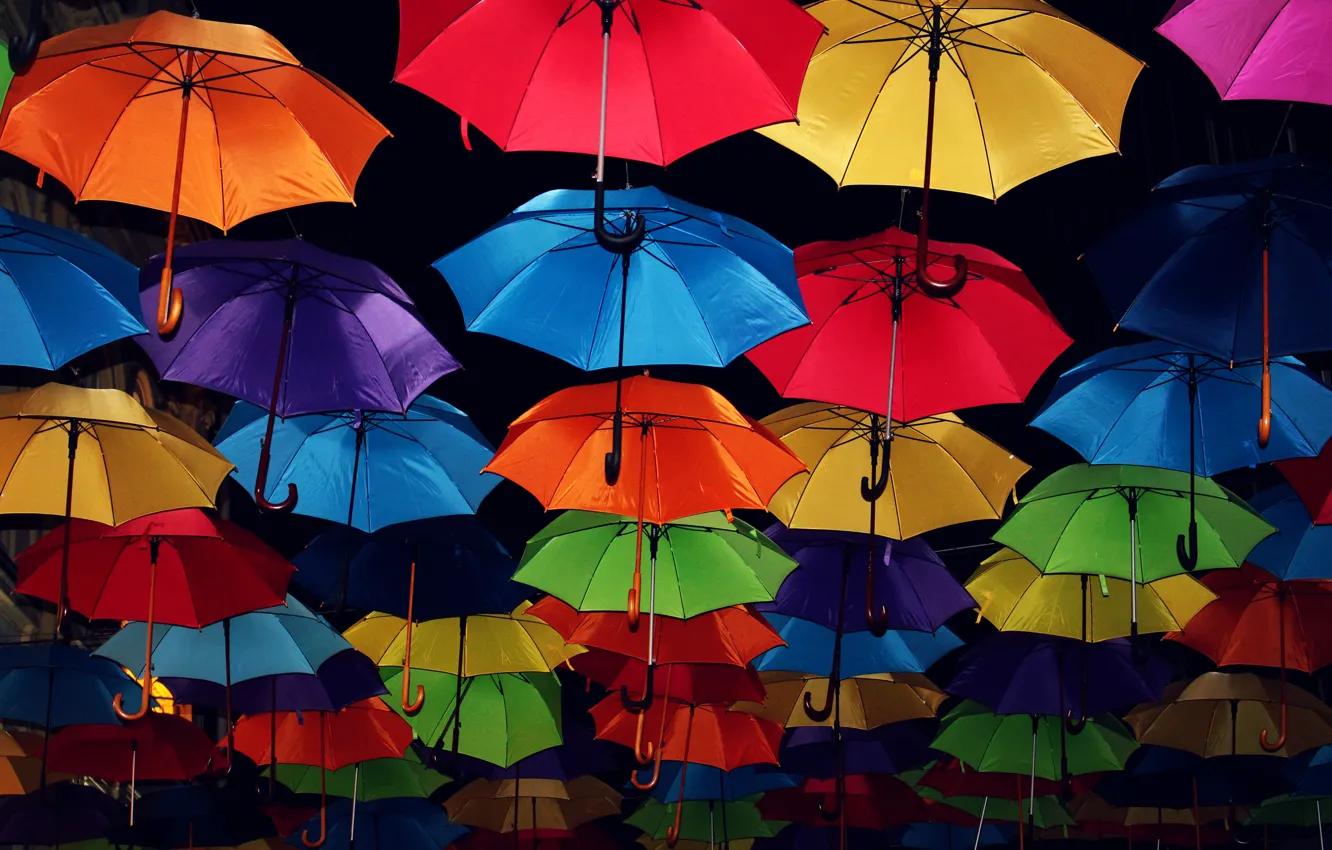 Photo wallpaper light, umbrella, color, rainbow, umbrella