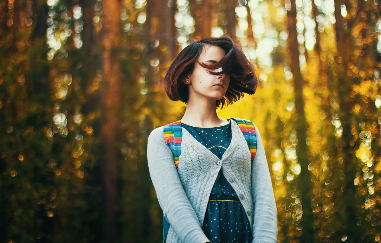 Photo wallpaper forest, girl, trees, hair, SunnySanki
