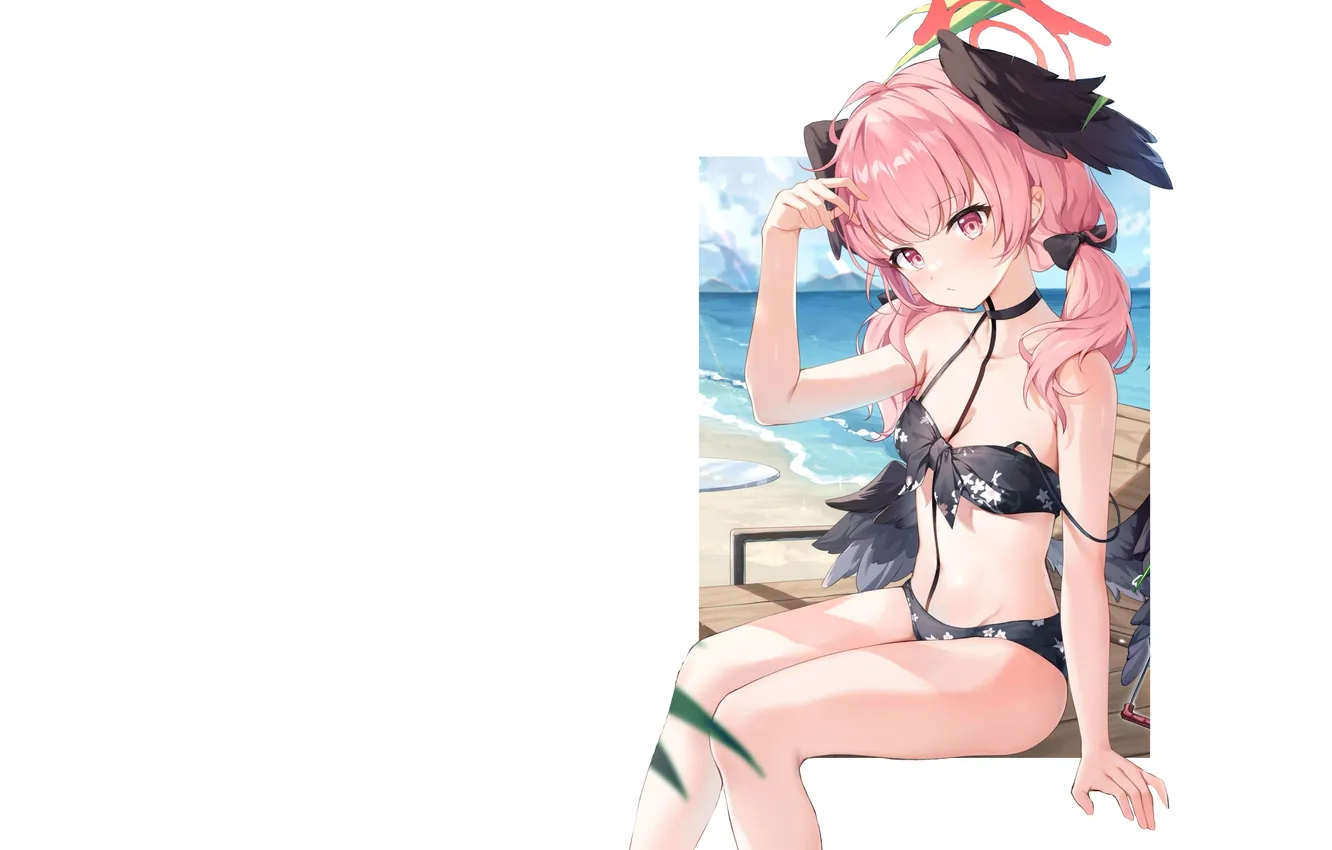 Photo wallpaper kawaii, girl, beach, sky, anime, water, sand, Slime