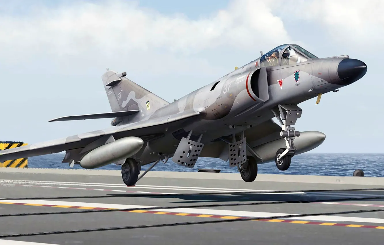 Photo wallpaper figure, French supersonic carrier-based attack aircraft, Super Standard, Dassault-Breguet