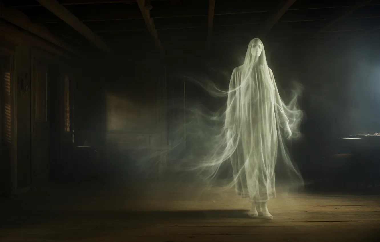 Photo wallpaper fog, the dark background, room, smoke, people, mystic, figure, fantasy